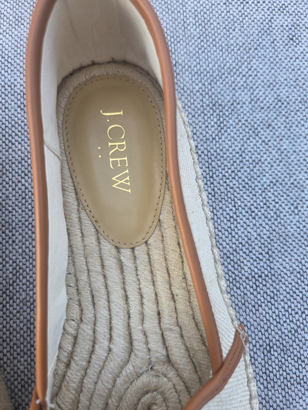 J.Crew Canvas Espadrille Flats Cream Tan Slip On Loafers Size 9.5 - Picture 2 of 8